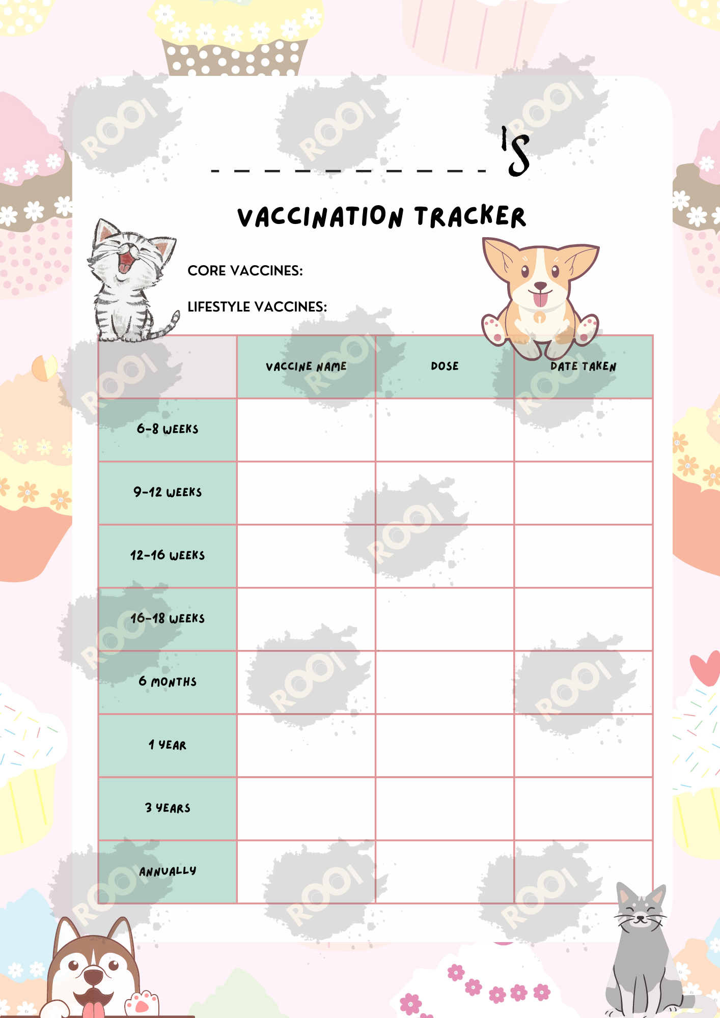 Pet Planner (Pampering & Vaccination Tracker)